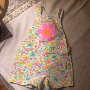 Floral Kids Overalls with Pink Flower size 3T
